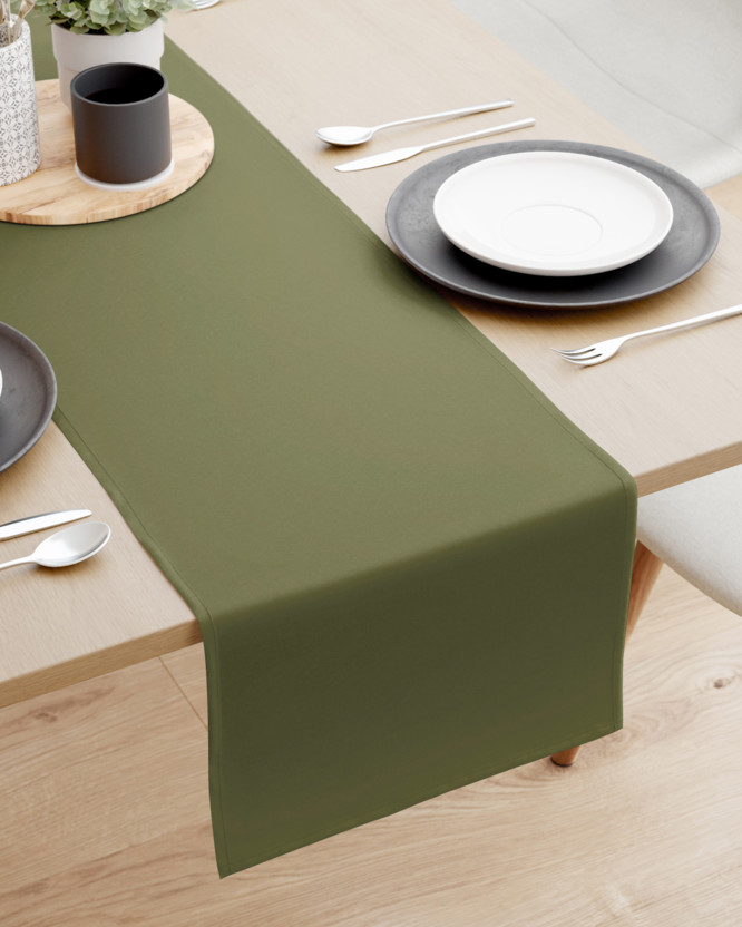 Běhoun na stůl 100% bavlněné plátno - olivový