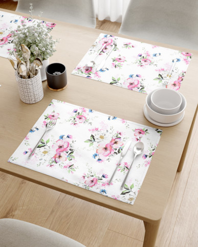 Prostírání na stůl 100% bavlněné plátno - růžové sakury s lístky - sada 2ks